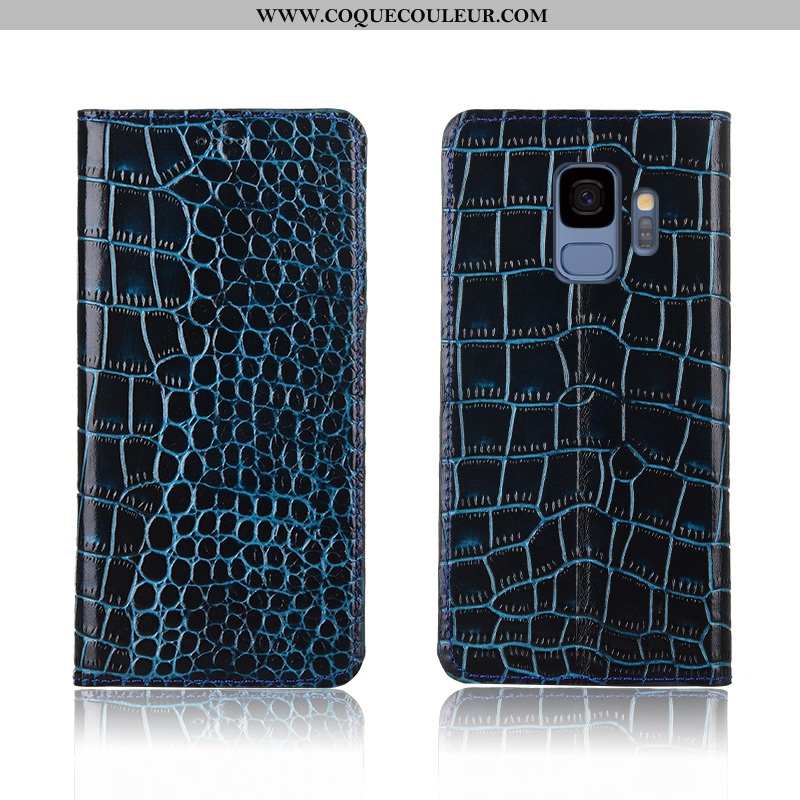 Coque Samsung Galaxy S9 Fluide Doux Cuir Clamshell, Housse Samsung Galaxy S9 Silicone Crocodile Marr