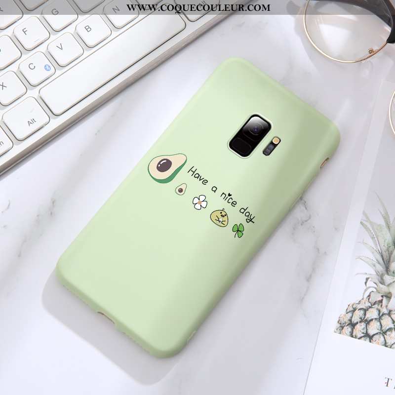 Coque Samsung Galaxy S9 Fluide Doux Délavé En Daim Créatif, Housse Samsung Galaxy S9 Silicone Vert V