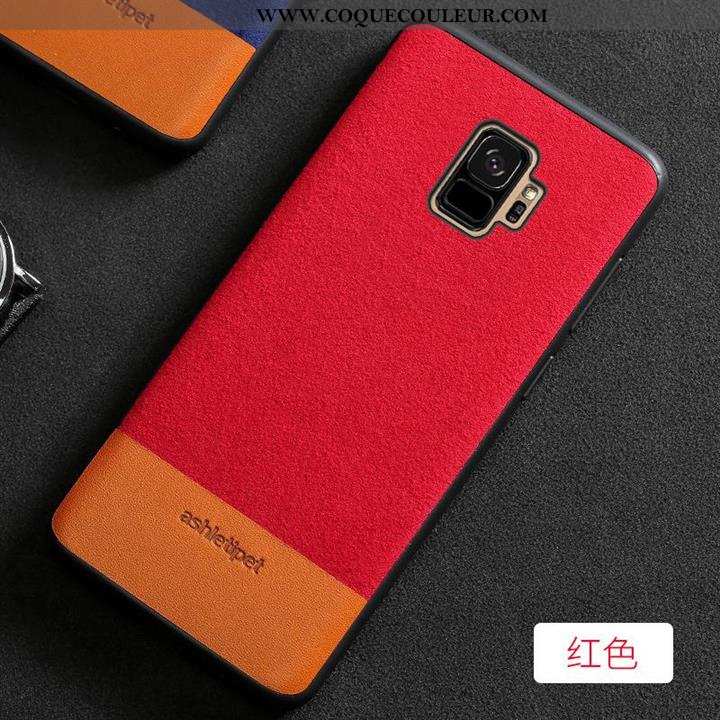 Coque Samsung Galaxy S9 Cuir Véritable Rouge Coque, Housse Samsung Galaxy S9 Cuir Antidérapant