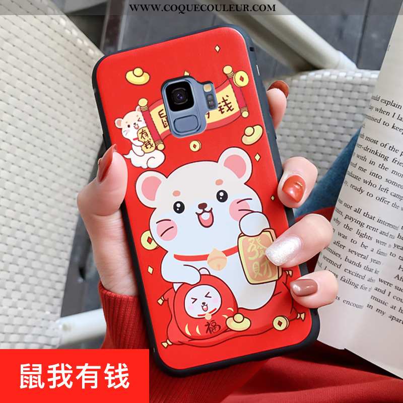 Coque Samsung Galaxy S9 Créatif Ornements Suspendus Rouge, Housse Samsung Galaxy S9 Dessin Animé Amo