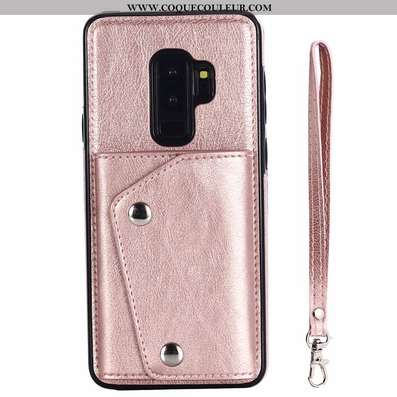 Coque Samsung Galaxy S9+ Ornements Suspendus Rose Cuir, Housse Samsung Galaxy S9+ Portefeuille Nouve