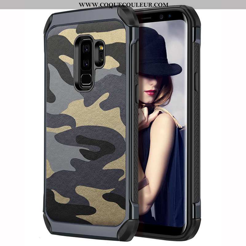 Housse Samsung Galaxy S9+ Tendance Camouflage Incassable, Étui Samsung Galaxy S9+ Fluide Doux Coque 