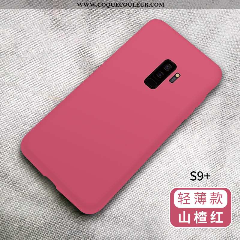 Coque Samsung Galaxy S9+ Silicone Étui Net Rouge, Housse Samsung Galaxy S9+ Protection Incassable Ve