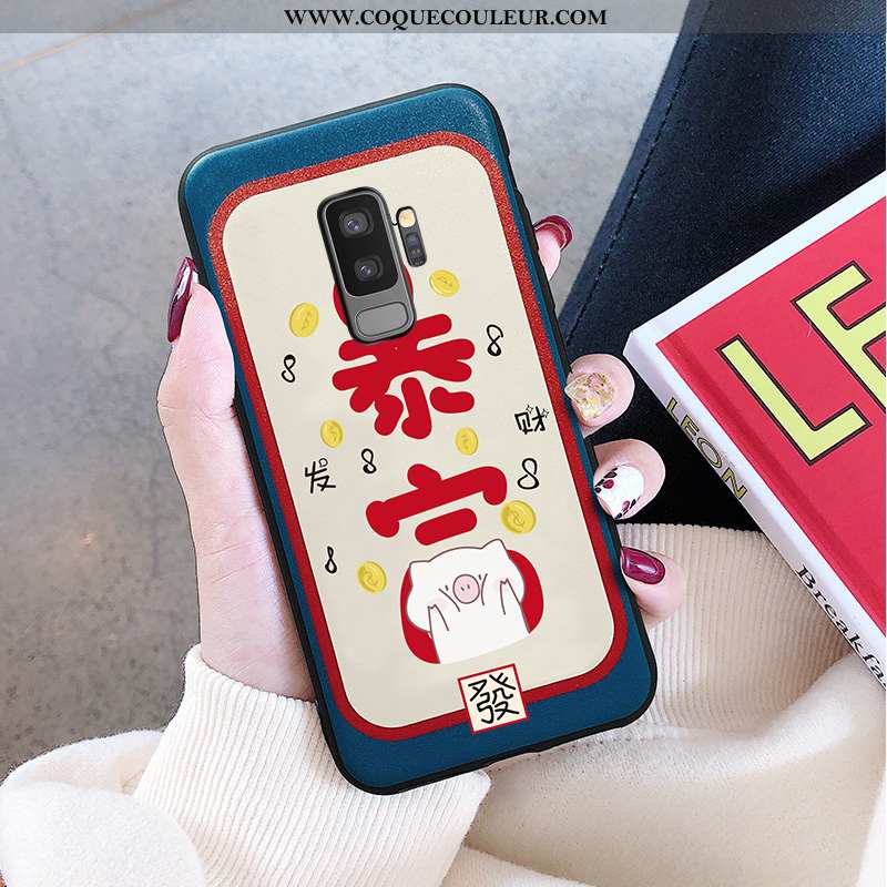 Étui Samsung Galaxy S9+ Dessin Animé Coque Grand, Samsung Galaxy S9+ Charmant Téléphone Portable Ble