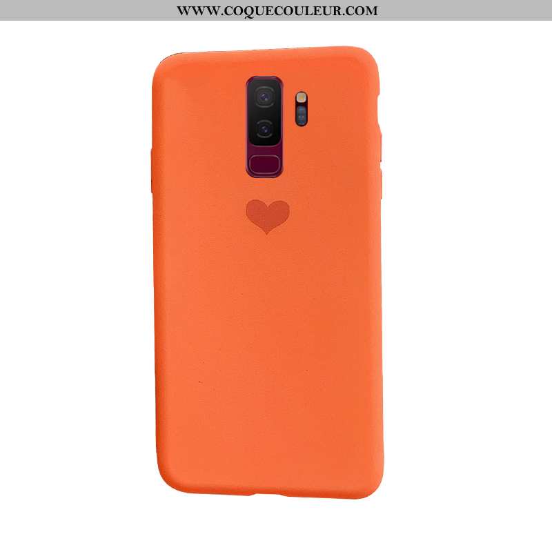 Étui Samsung Galaxy S9+ Protection Orange Silicone, Coque Samsung Galaxy S9+ Tendance Simple