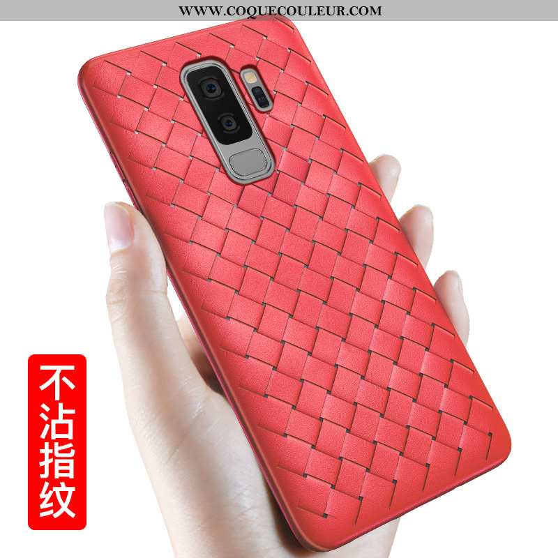 Coque Samsung Galaxy S9+ Fluide Doux Rouge Étoile, Housse Samsung Galaxy S9+ Silicone Modèle Fleurie