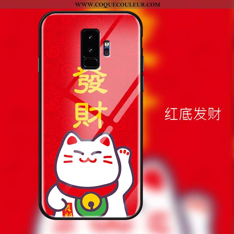 Étui Samsung Galaxy S9+ Silicone Coque Chat, Samsung Galaxy S9+ Protection Richesse Rouge