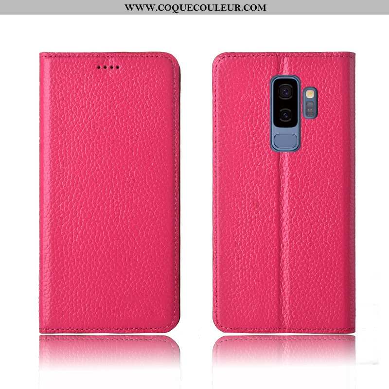 Coque Samsung Galaxy S9+ Cuir Véritable Silicone Clamshell, Housse Samsung Galaxy S9+ Cuir Nouveau K