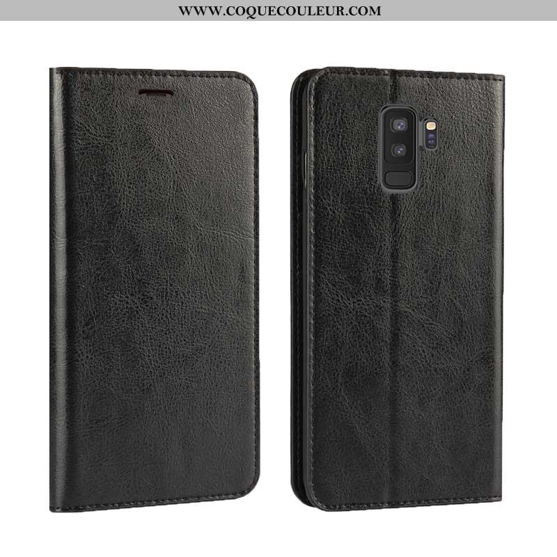 Étui Samsung Galaxy S9+ Luxe Clamshell Téléphone Portable, Coque Samsung Galaxy S9+ Cuir Véritable B