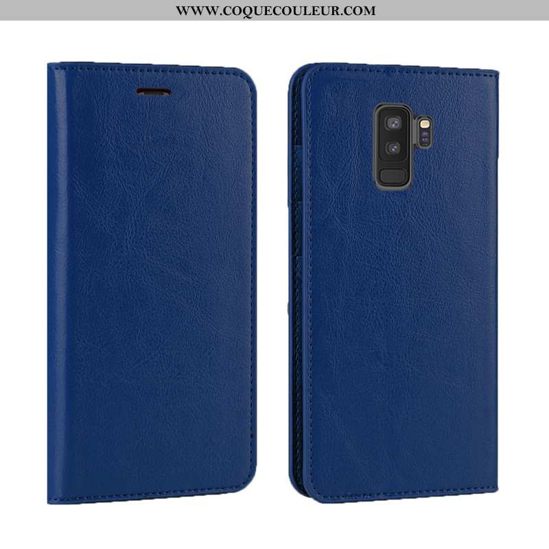 Étui Samsung Galaxy S9+ Luxe Clamshell Téléphone Portable, Coque Samsung Galaxy S9+ Cuir Véritable B