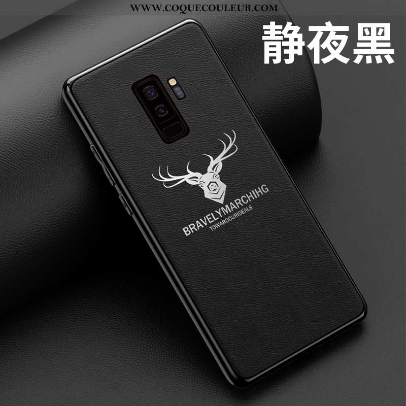 Coque Samsung Galaxy S9+ Mode Personnalité Noir, Housse Samsung Galaxy S9+ Protection Téléphone Port