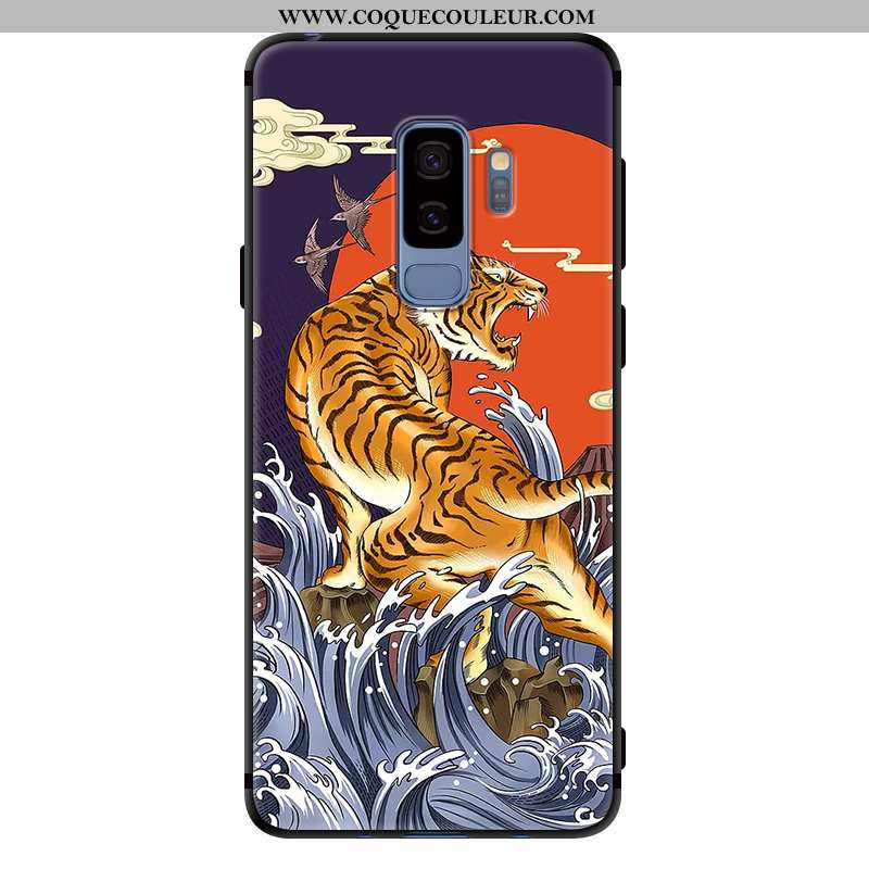 Coque Samsung Galaxy S9+ Créatif Tout Compris Vent, Housse Samsung Galaxy S9+ Vintage Grue Violet