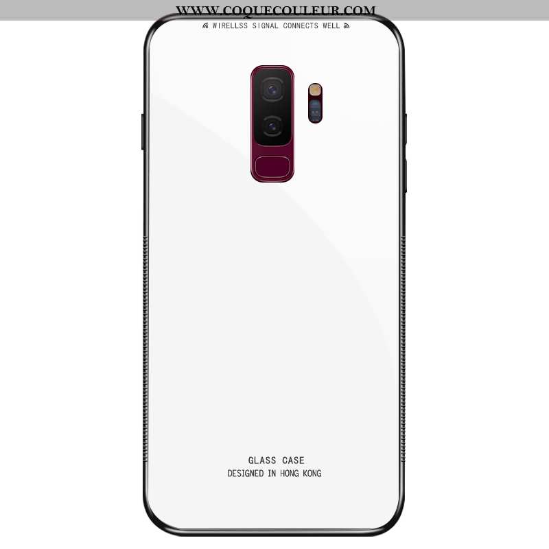 Étui Samsung Galaxy S9+ Verre Net Rouge Rose, Coque Samsung Galaxy S9+ Personnalité Tempérer Rose