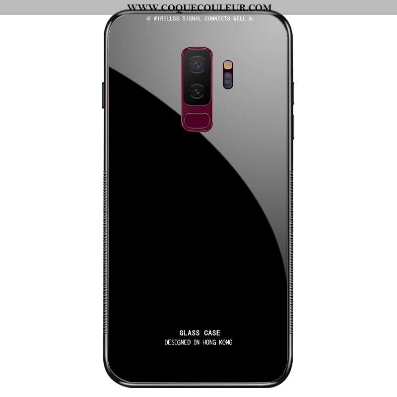 Étui Samsung Galaxy S9+ Verre Net Rouge Rose, Coque Samsung Galaxy S9+ Personnalité Tempérer Rose