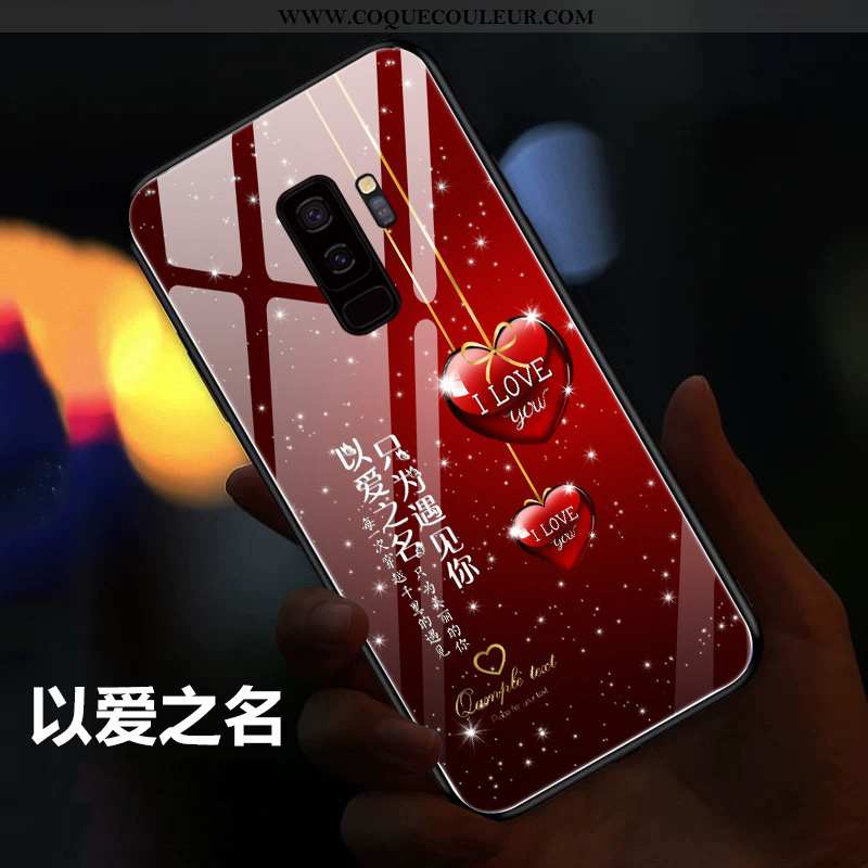 Coque Samsung Galaxy S9+ Silicone Tendance Ultra, Housse Samsung Galaxy S9+ Protection Net Rouge Noi