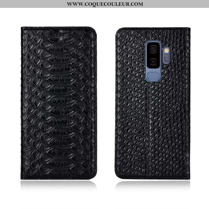 Coque Samsung Galaxy S9+ Cuir Véritable Fluide Doux Étui, Housse Samsung Galaxy S9+ Cuir Silicone No