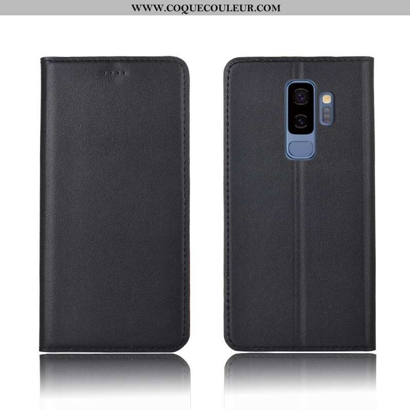 Étui Samsung Galaxy S9+ Cuir Véritable Nouveau Incassable, Coque Samsung Galaxy S9+ Cuir Étoile Jaun