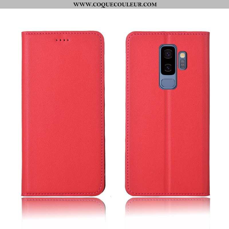 Étui Samsung Galaxy S9+ Cuir Véritable Nouveau Incassable, Coque Samsung Galaxy S9+ Cuir Étoile Jaun