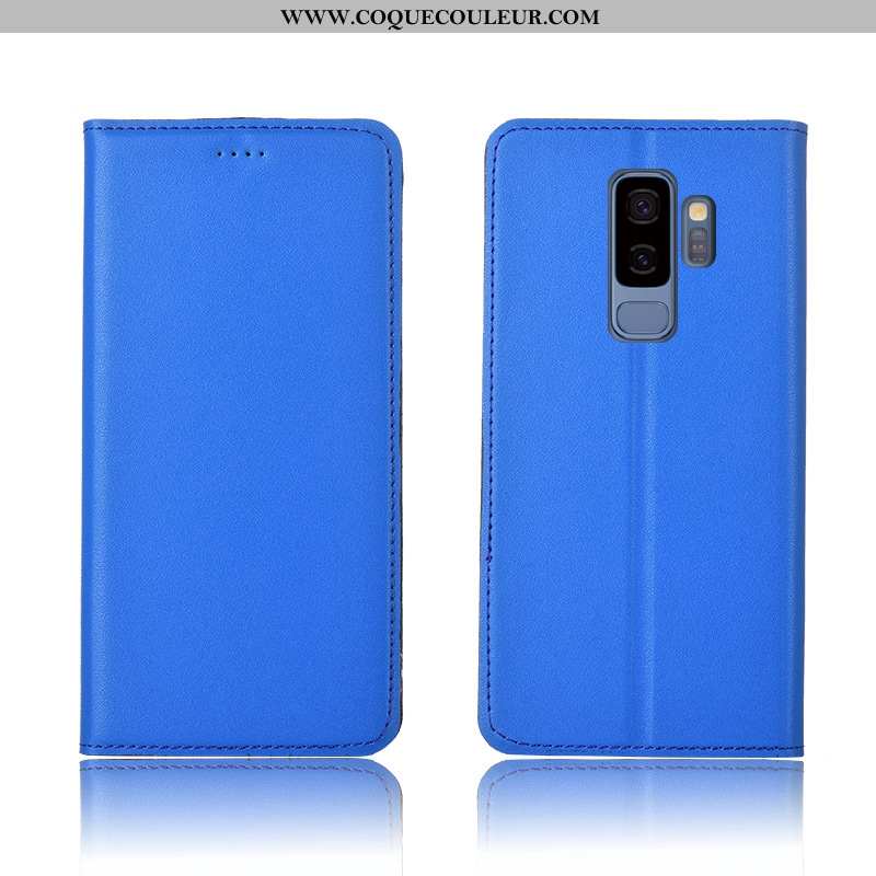 Étui Samsung Galaxy S9+ Cuir Véritable Nouveau Incassable, Coque Samsung Galaxy S9+ Cuir Étoile Jaun