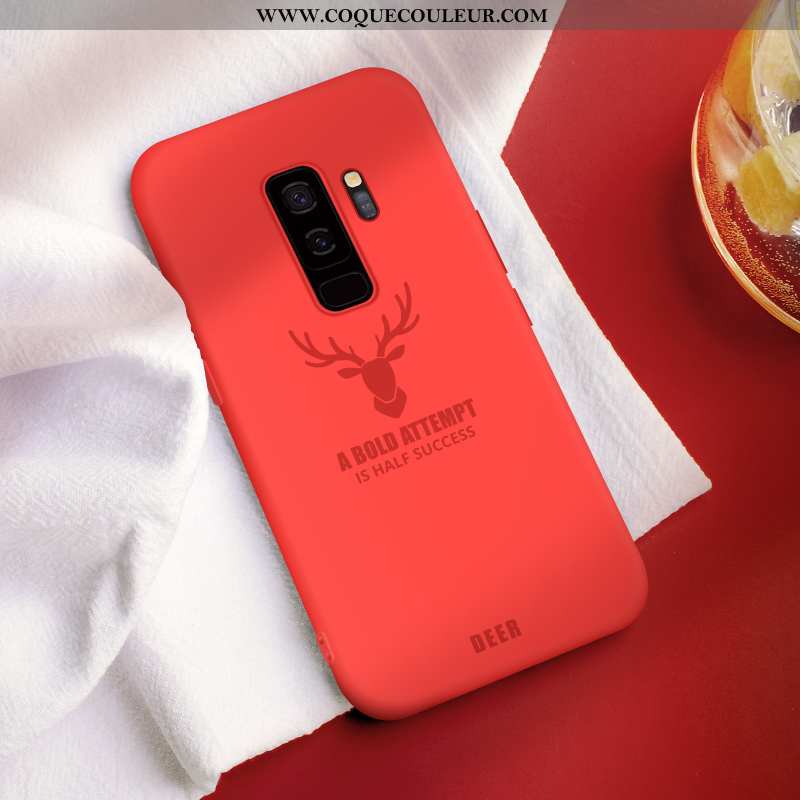 Housse Samsung Galaxy S9+ Fluide Doux Simple Net Rouge, Étui Samsung Galaxy S9+ Silicone Incassable 