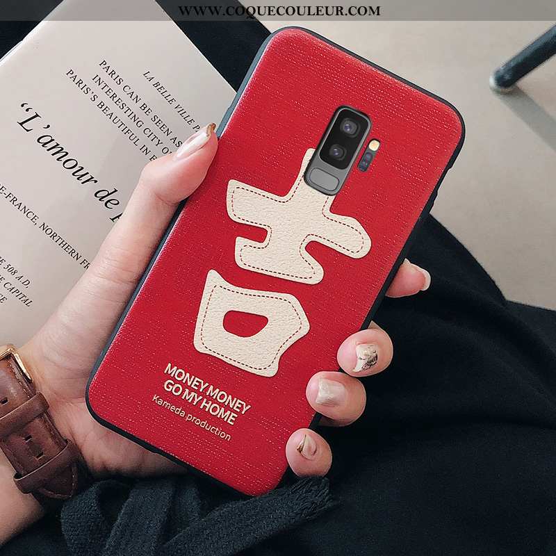 Étui Samsung Galaxy S9+ Fluide Doux Étoile Grand, Coque Samsung Galaxy S9+ Silicone Simple Rouge