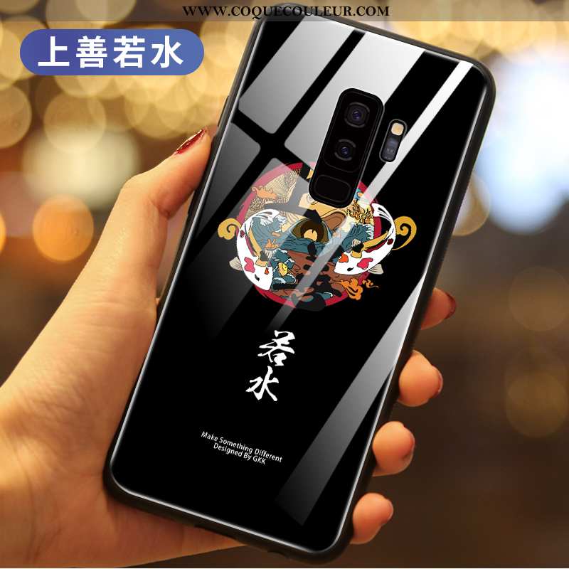 Étui Samsung Galaxy S9+ Tendance Style Chinois Net Rouge, Coque Samsung Galaxy S9+ Verre Créatif Ble