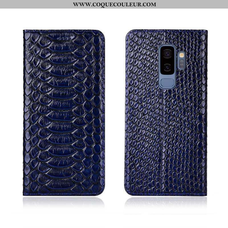 Housse Samsung Galaxy S9+ Modèle Fleurie Étoile Clamshell, Étui Samsung Galaxy S9+ Fluide Doux Noir