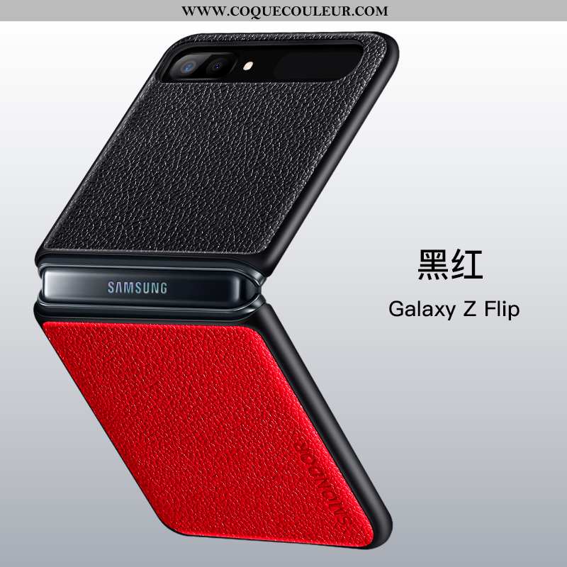 Housse Samsung Z Flip Silicone Vert Cuir, Étui Samsung Z Flip Protection Bovins Verte