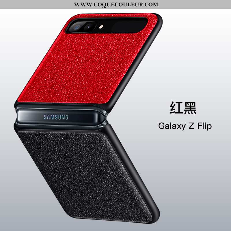 Housse Samsung Z Flip Silicone Vert Cuir, Étui Samsung Z Flip Protection Bovins Verte