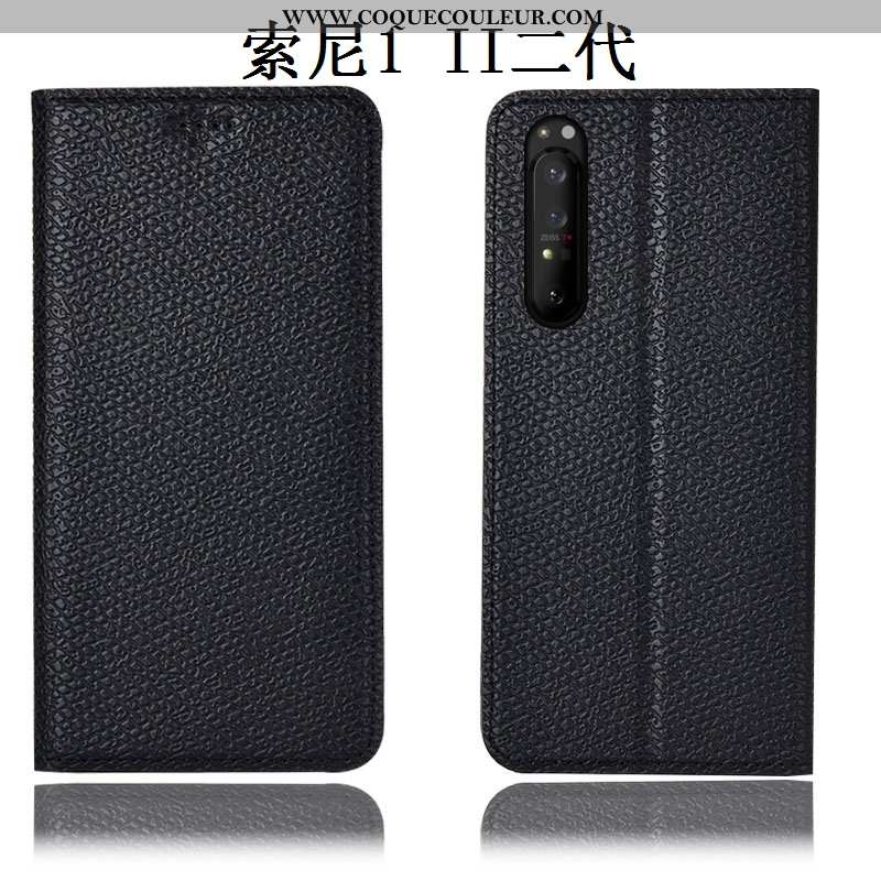 Coque Sony Xperia 1 Ii Protection Modèle Fleurie, Housse Sony Xperia 1 Ii Cuir Véritable Étui Noir