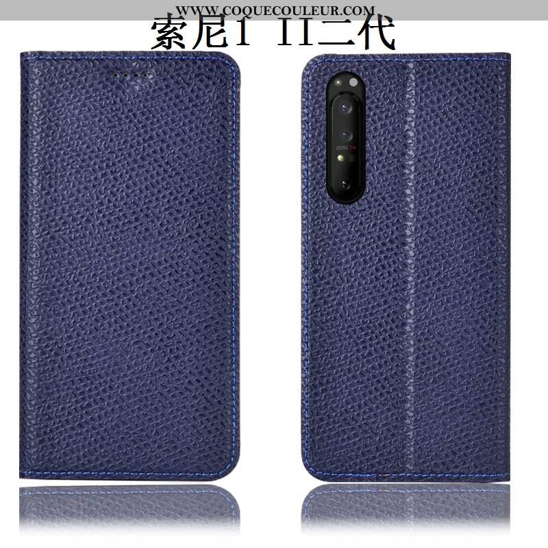 Coque Sony Xperia 1 Ii Protection Modèle Fleurie, Housse Sony Xperia 1 Ii Cuir Véritable Étui Noir