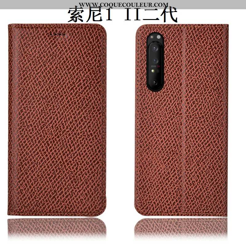 Coque Sony Xperia 1 Ii Protection Modèle Fleurie, Housse Sony Xperia 1 Ii Cuir Véritable Étui Noir