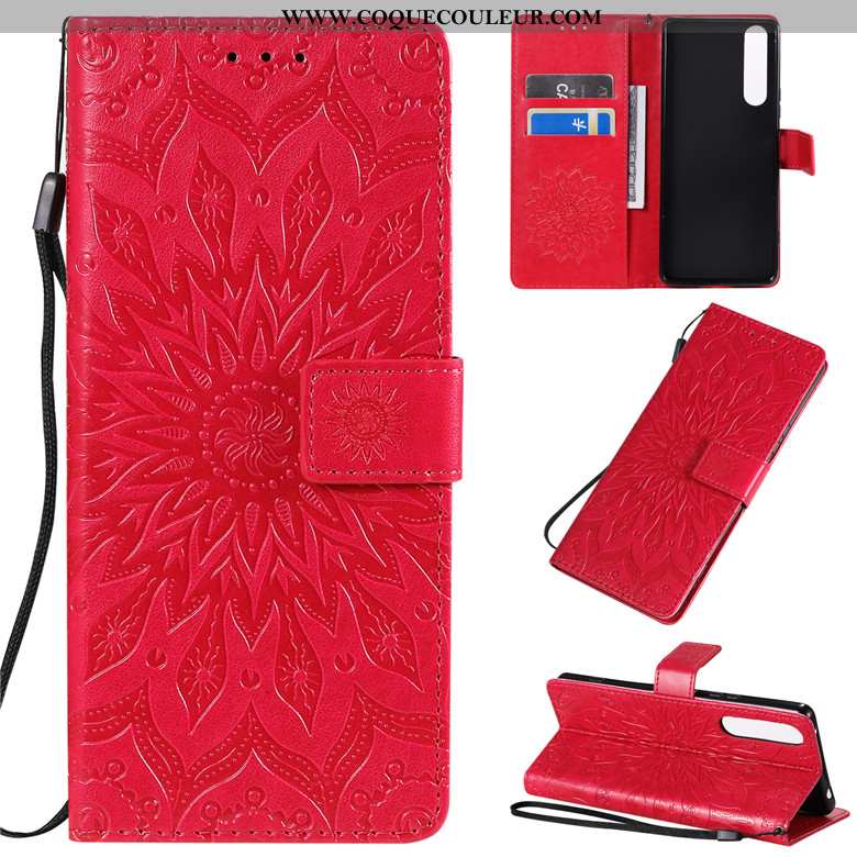 Étui Sony Xperia 1 Ii Créatif Rouge Incassable, Coque Sony Xperia 1 Ii Cuir Clamshell