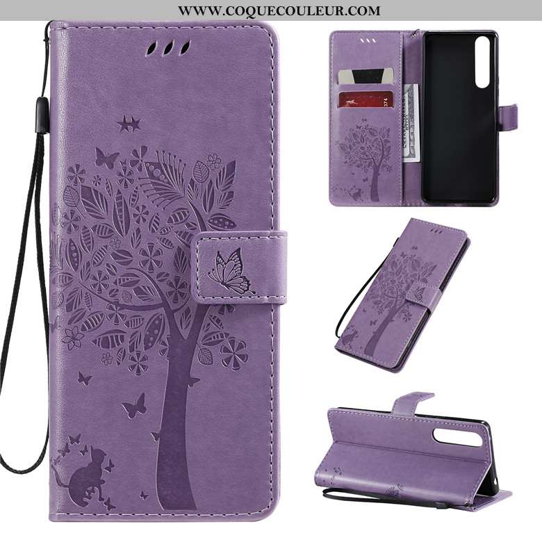 Housse Sony Xperia 1 Ii Cuir Téléphone Portable Silicone, Étui Sony Xperia 1 Ii Fluide Doux Violet