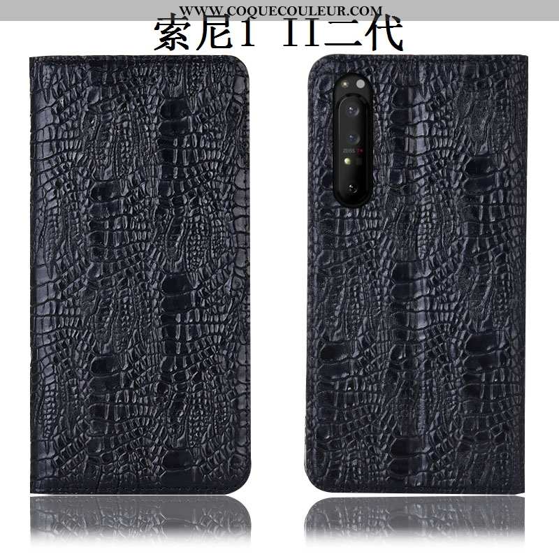 Étui Sony Xperia 1 Ii Protection Téléphone Portable Étui, Coque Sony Xperia 1 Ii Cuir Véritable Noir