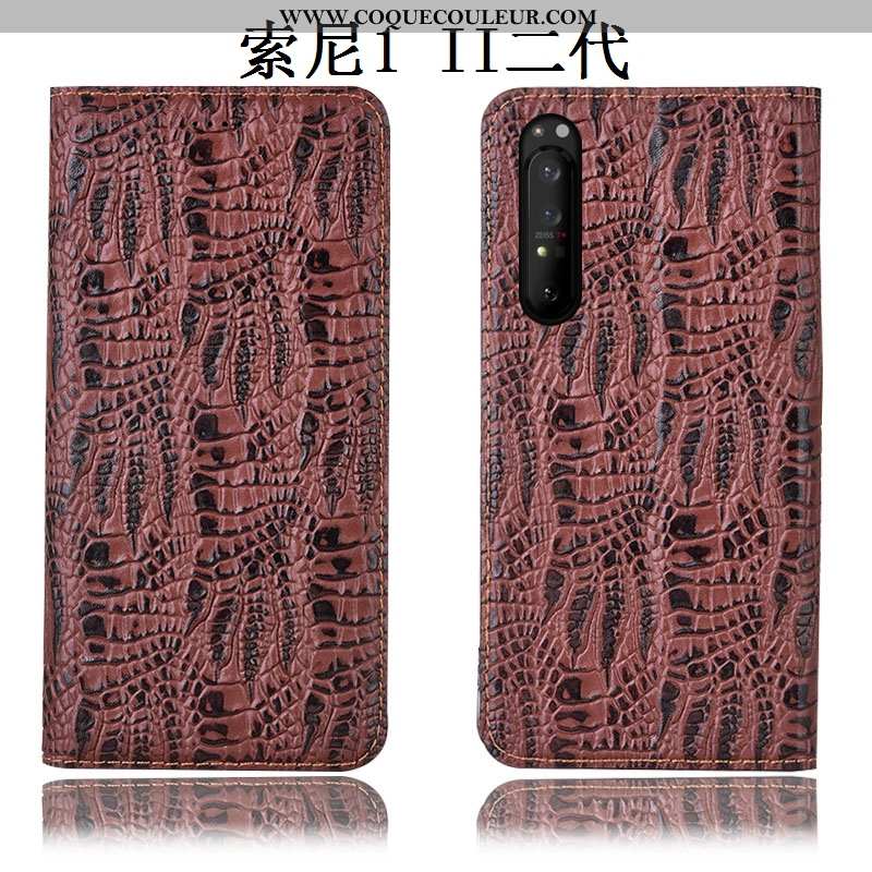 Étui Sony Xperia 1 Ii Protection Téléphone Portable Étui, Coque Sony Xperia 1 Ii Cuir Véritable Noir