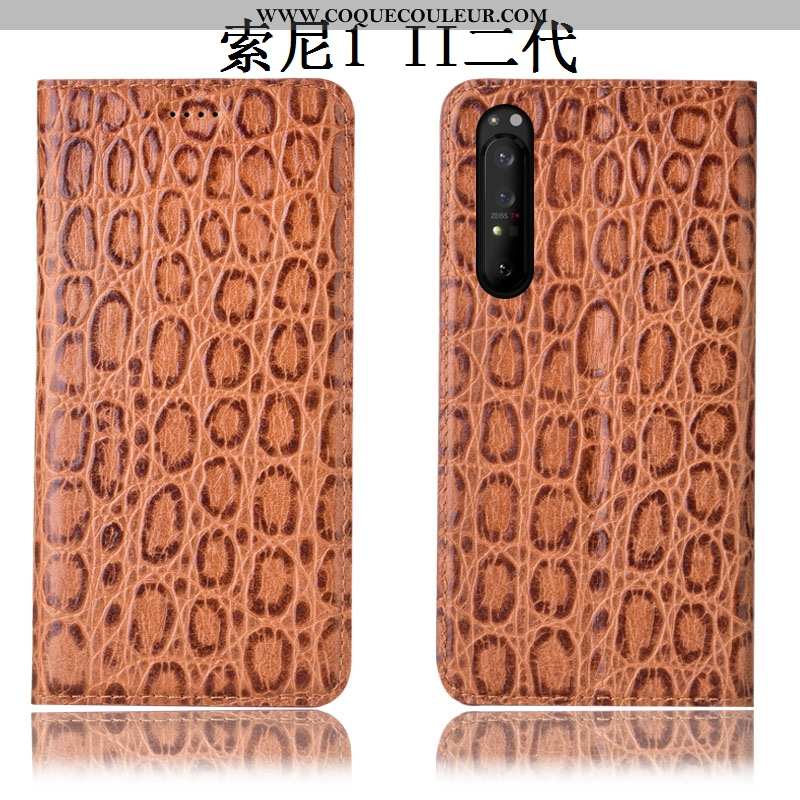 Housse Sony Xperia 1 Ii Modèle Fleurie Étui Incassable, Sony Xperia 1 Ii Protection Coque Marron