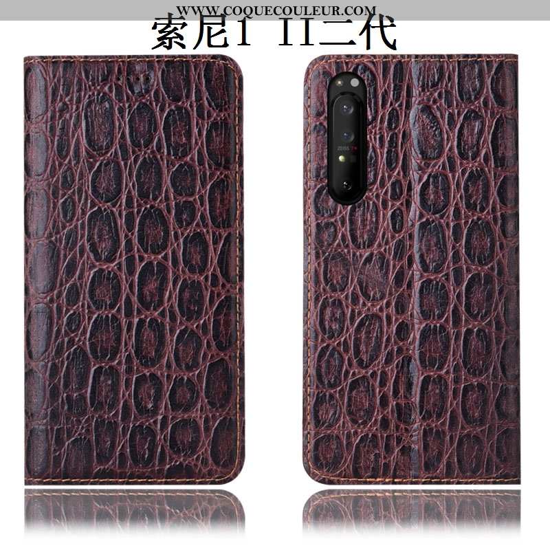 Housse Sony Xperia 1 Ii Modèle Fleurie Étui Incassable, Sony Xperia 1 Ii Protection Coque Marron