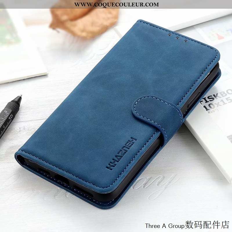 Housse Sony Xperia 1 Ii Délavé En Daim Incassable Cuir, Étui Sony Xperia 1 Ii Vintage Carte Bleu