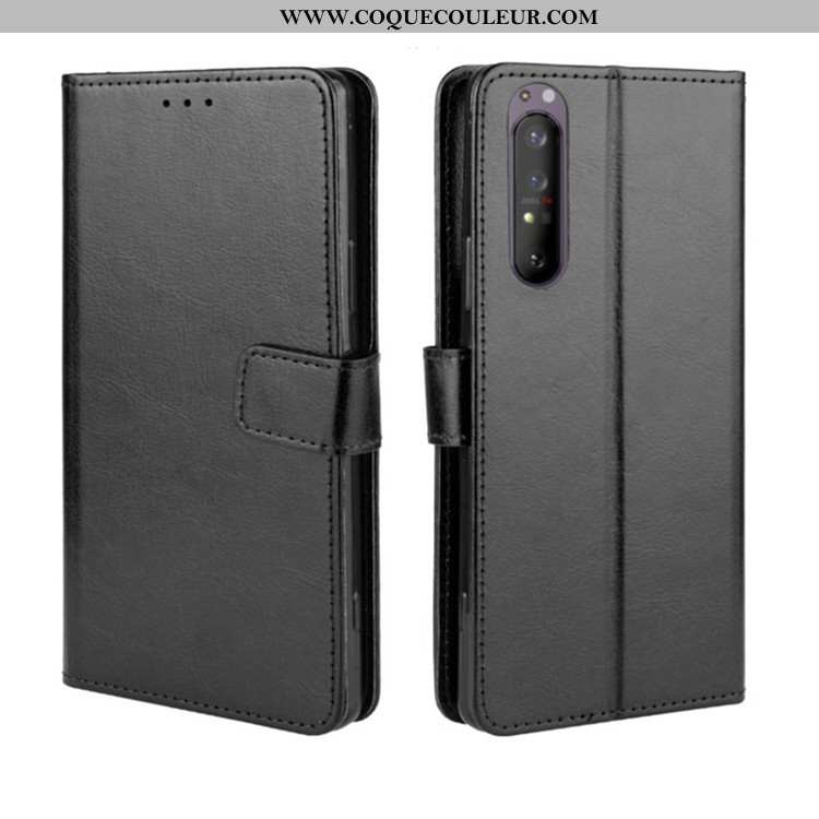 Étui Sony Xperia 1 Ii Cuir Téléphone Portable Portefeuille, Coque Sony Xperia 1 Ii Protection Noir