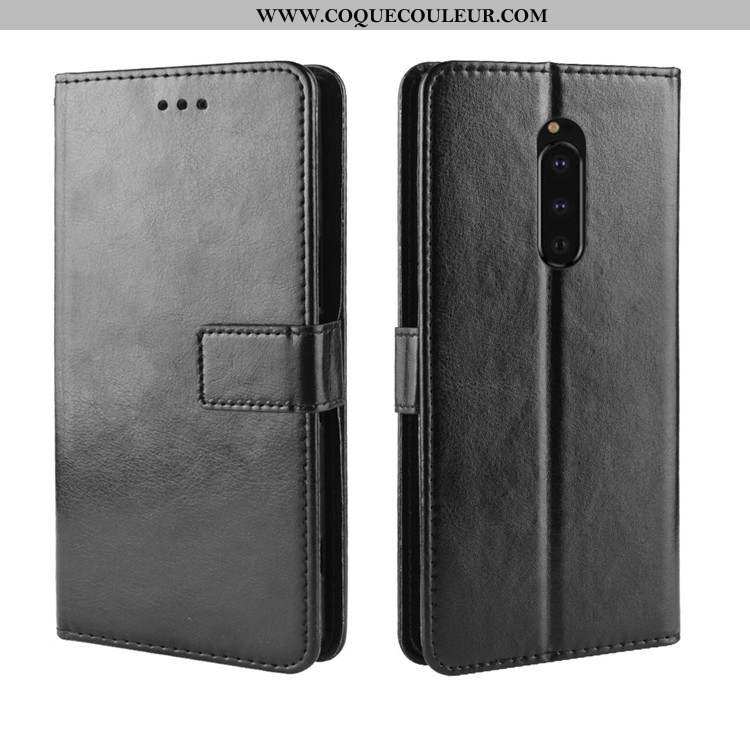 Étui Sony Xperia 1 Protection Noir Étui, Coque Sony Xperia 1 Portefeuille Tout Compris