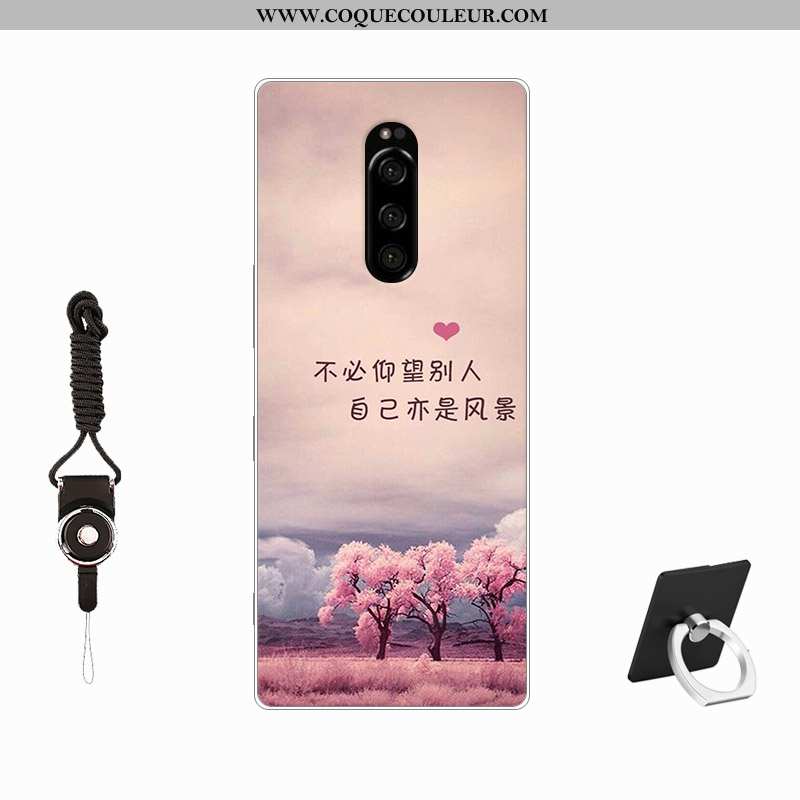 Étui Sony Xperia 1 Tendance Incassable Étui, Coque Sony Xperia 1 Fluide Doux Personnalisé Rose