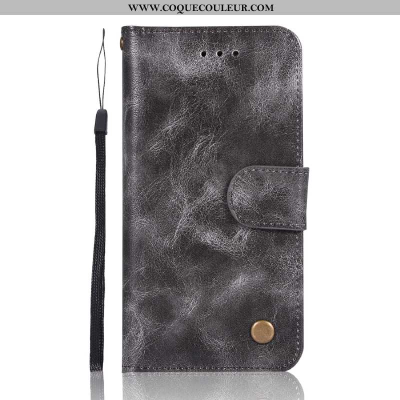Étui Sony Xperia 1 Cuir Téléphone Portable, Coque Sony Xperia 1 Modèle Fleurie Carte Gris