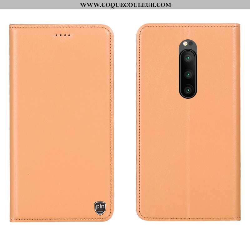 Coque Sony Xperia 1 Protection Jaune Housse, Housse Sony Xperia 1 Cuir Véritable Modèle Fleurie