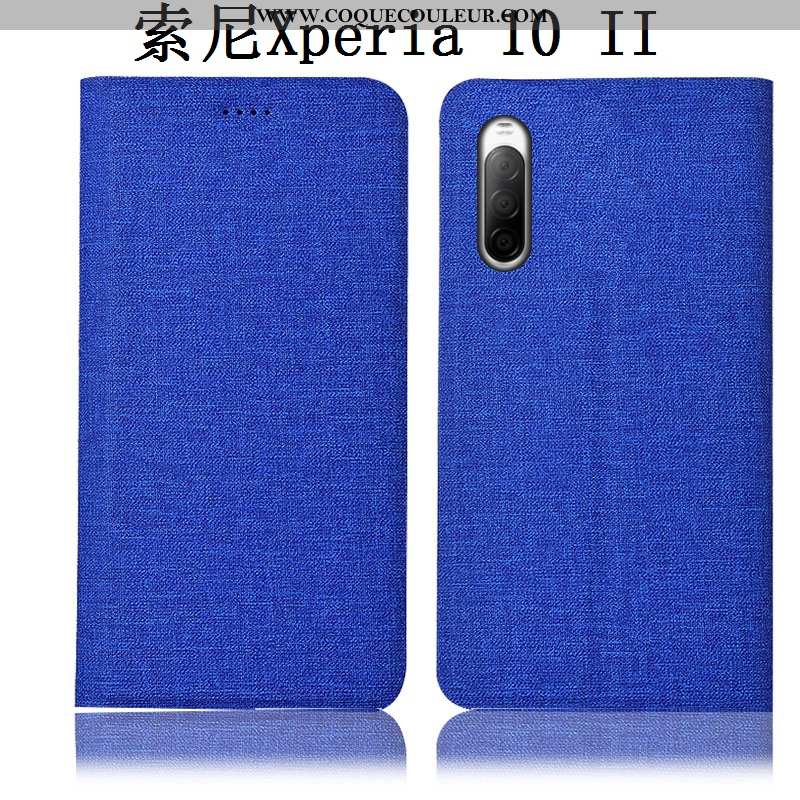 Housse Sony Xperia 10 Ii Cuir Téléphone Portable Lin, Étui Sony Xperia 10 Ii Protection Incassable B