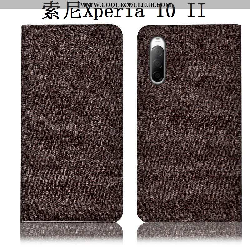 Housse Sony Xperia 10 Ii Cuir Téléphone Portable Lin, Étui Sony Xperia 10 Ii Protection Incassable B