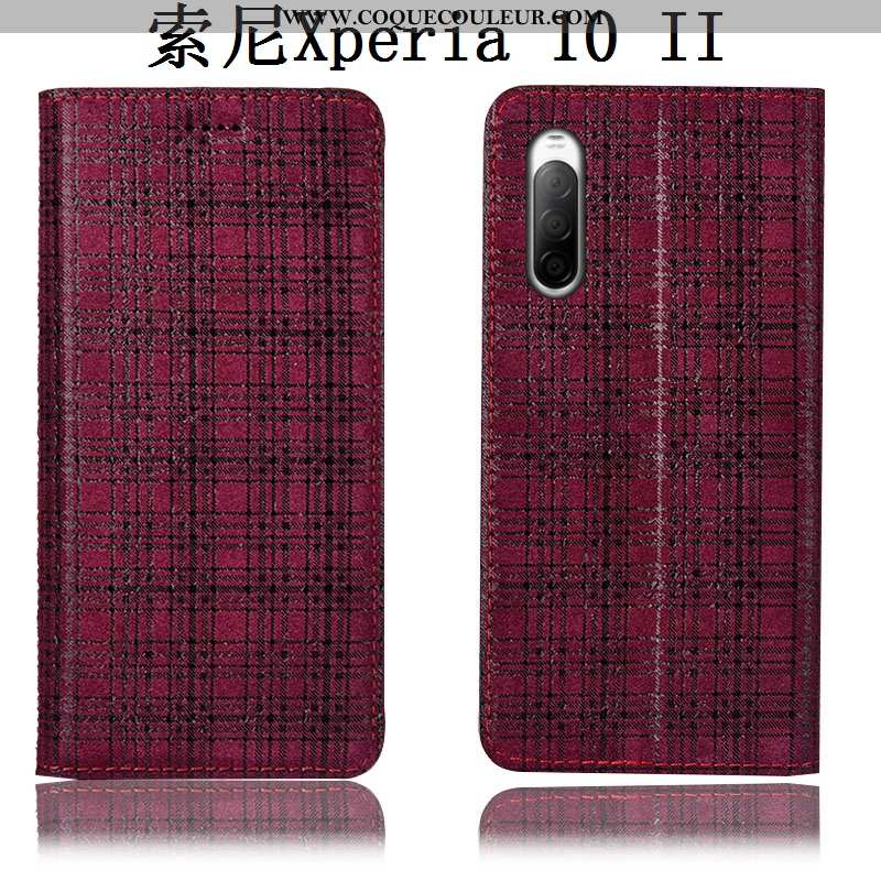 Coque Sony Xperia 10 Ii Protection Velours Étui, Housse Sony Xperia 10 Ii Cuir Véritable Gris