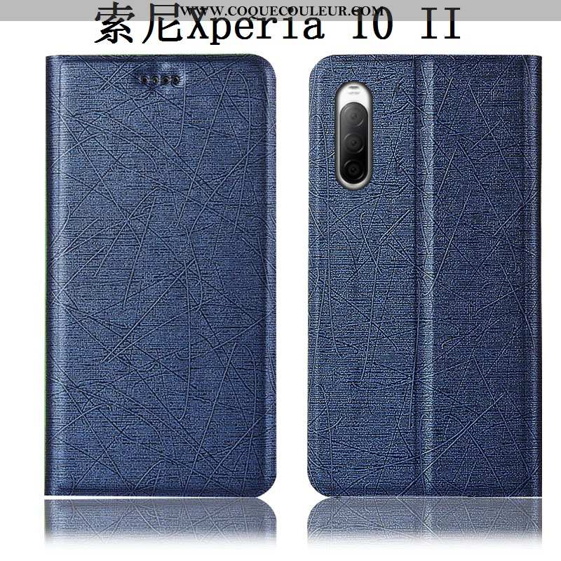 Étui Sony Xperia 10 Ii Cuir Soie, Coque Sony Xperia 10 Ii Protection Housse Noir