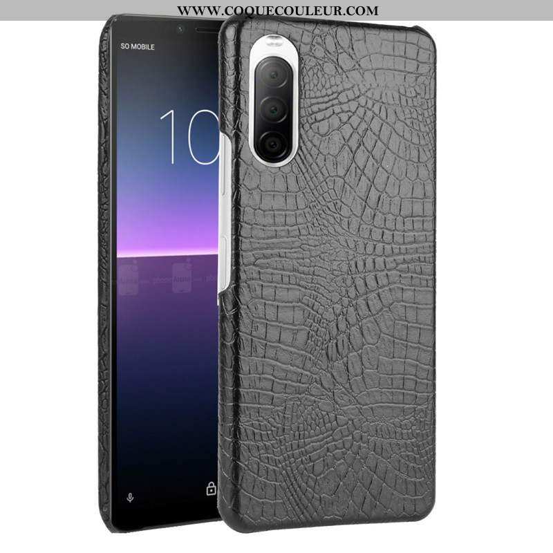 Coque Sony Xperia 10 Ii Protection Difficile, Housse Sony Xperia 10 Ii Cuir Étui Noir