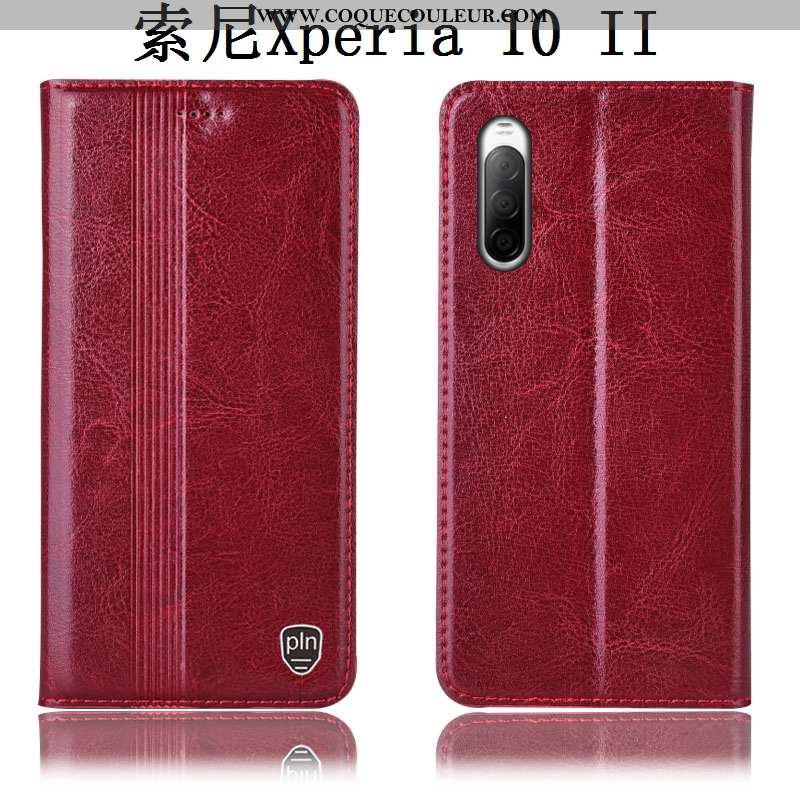 Housse Sony Xperia 10 Ii Protection Incassable Housse, Étui Sony Xperia 10 Ii Cuir Véritable Marron